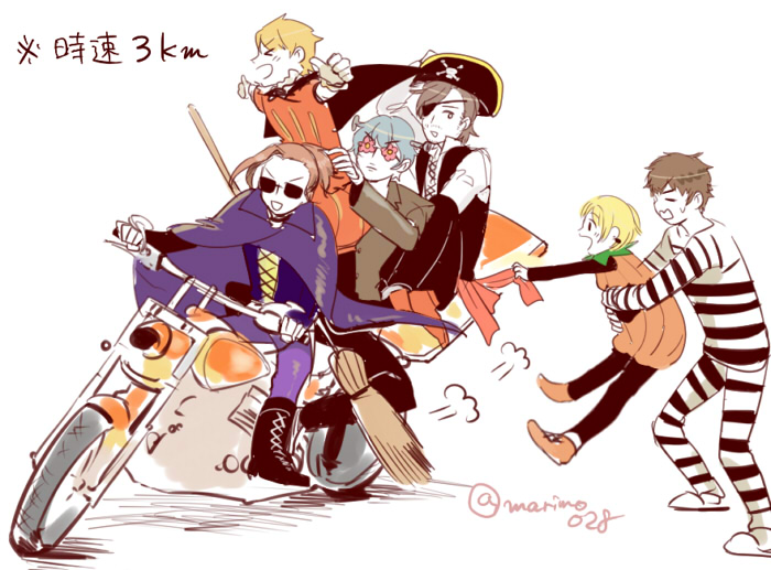 pierre bichelberger, maita rui, watanabe minori, takajo kyoji, yamashita jiro, and 1 more (idolmaster and 1 more) drawn by motarou_(azarasi0428)