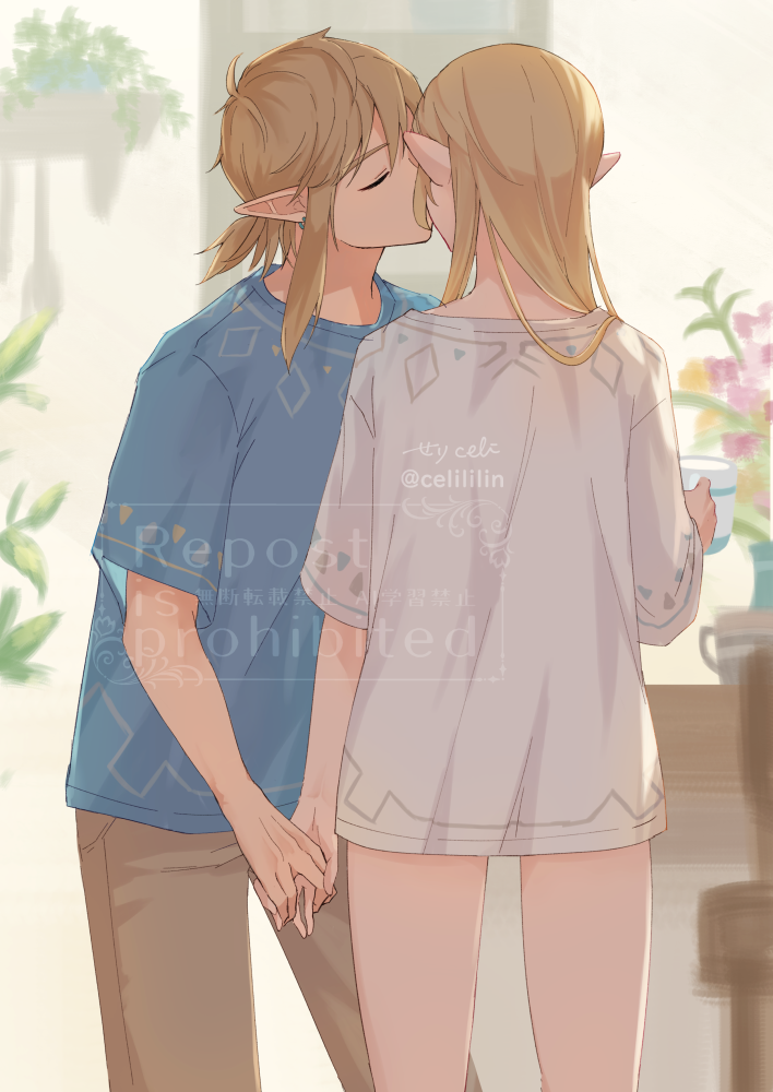 link and princess zelda (the legend of zelda and 1 more) drawn by seri_(yuukasakura)
