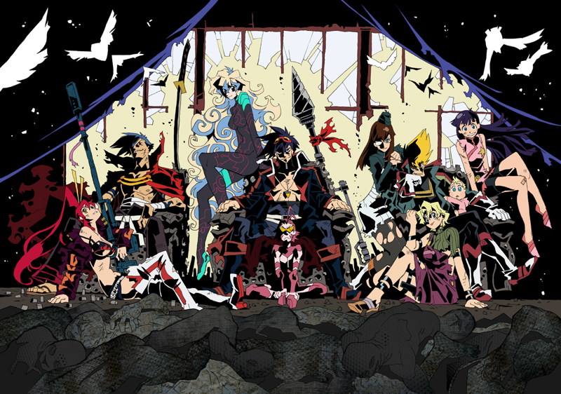 yoko littner, nia teppelin, simon, kamina, boota, and 7 more (tengen toppa gurren lagann) drawn by imaishi_hiroyuki