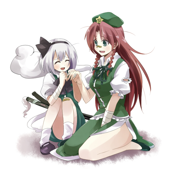 konpaku youmu and hong meiling (touhou) drawn by kiji_(manekinuko-tei)