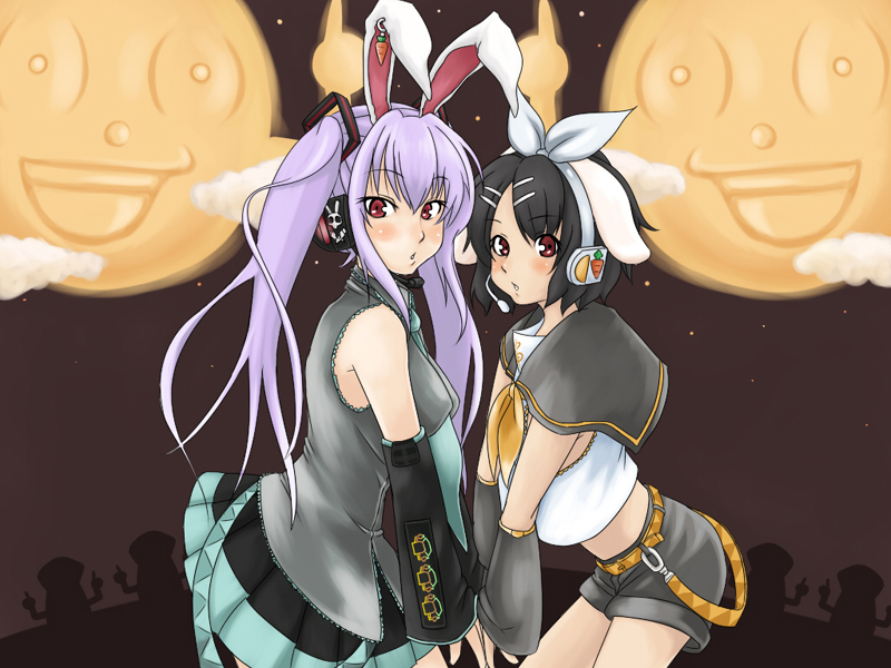 hatsune miku, reisen udongein inaba, kagamine rin, and inaba tewi (touhou and 1 more) drawn by mimura_aki