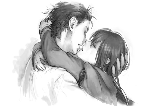 makise kurisu and okabe rintarou (steins;gate) drawn by miya_(hooooo)