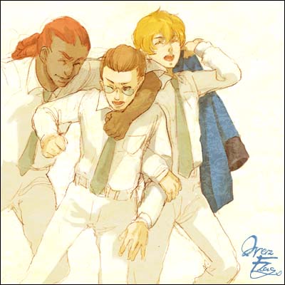 graham aker, howard mason, and daryl dodge (gundam and 1 more) drawn by shirahama_kamome