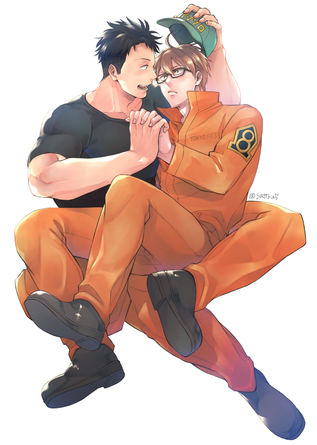 akitaru oubi and takehisa hinawa (en'en no shouboutai) drawn by sat-tsu