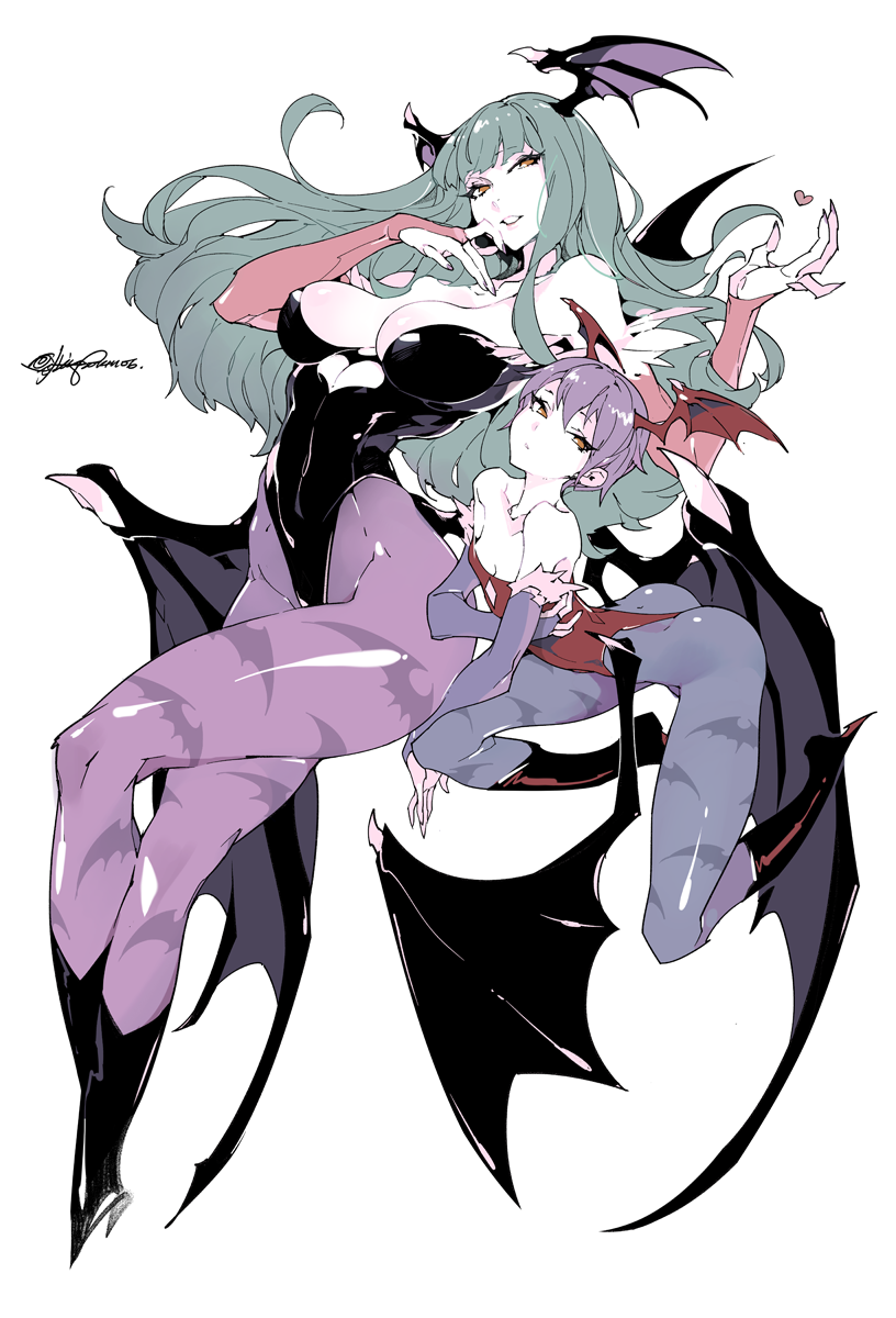 morrigan aensland and lilith (darkstalkers) drawn by fishine