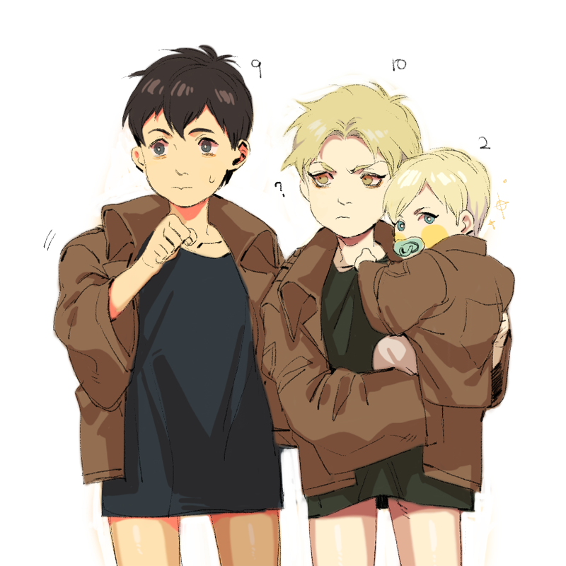 reiner braun, annie leonhart, and bertolt hoover (shingeki no kyojin) drawn by mmm1597