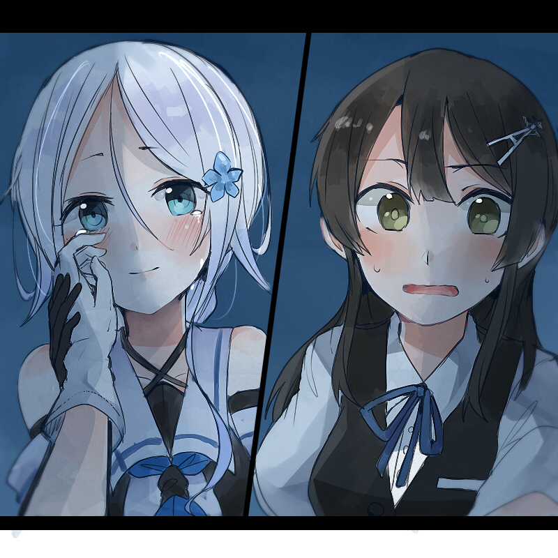oyashio and umikaze (kantai collection) drawn by itomugi-kun