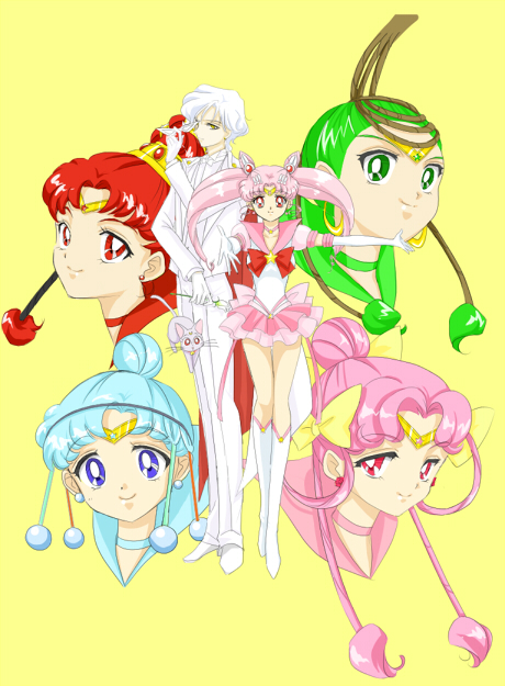 chibi usa, sailor chibi moon, helios, diana, cerecere, and 8 more (bishoujo senshi sailor moon and 2 more) drawn by kuma-hacchi