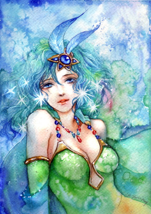 rydia (final fantasy and 1 more) drawn by jurithedreamer