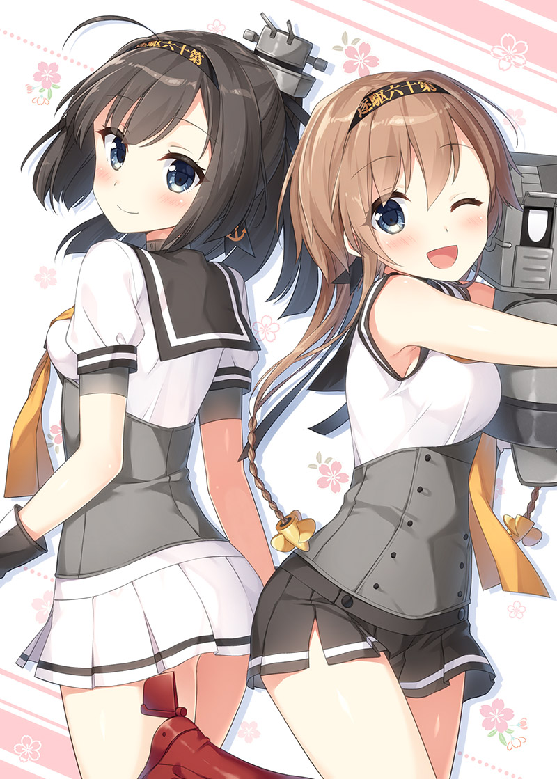 akizuki, teruzuki, and chou-10cm-hou-chan (kantai collection) drawn by masuishi_kinoto