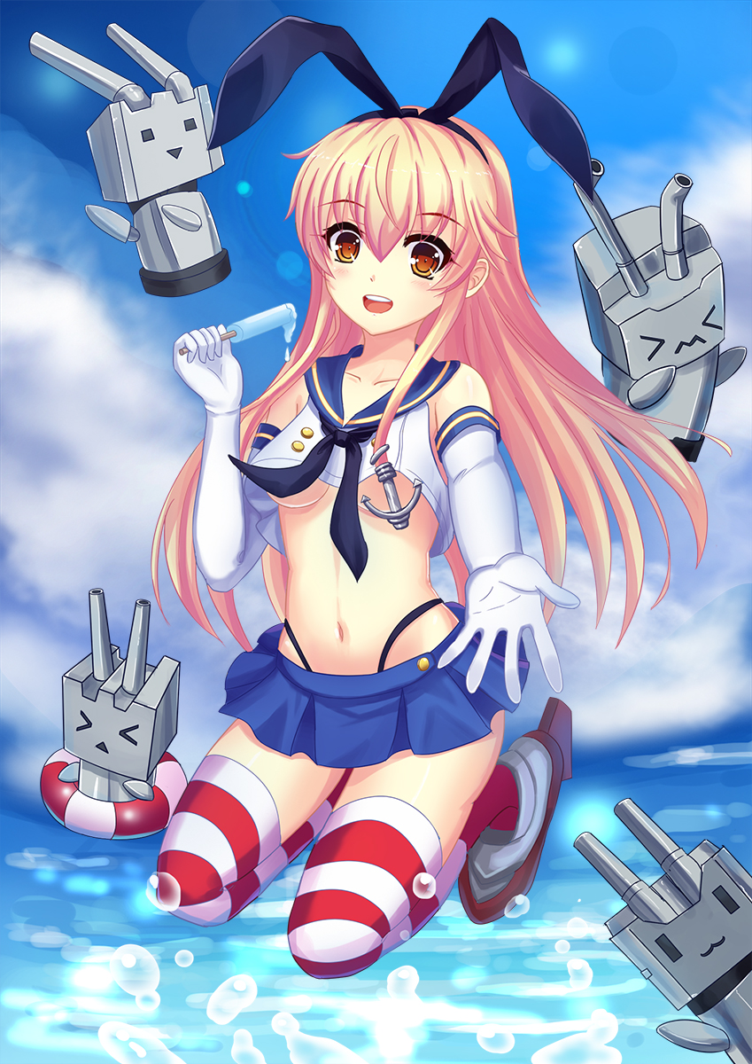 shimakaze and rensouhou-chan (kantai collection) drawn by ldfe_mk2