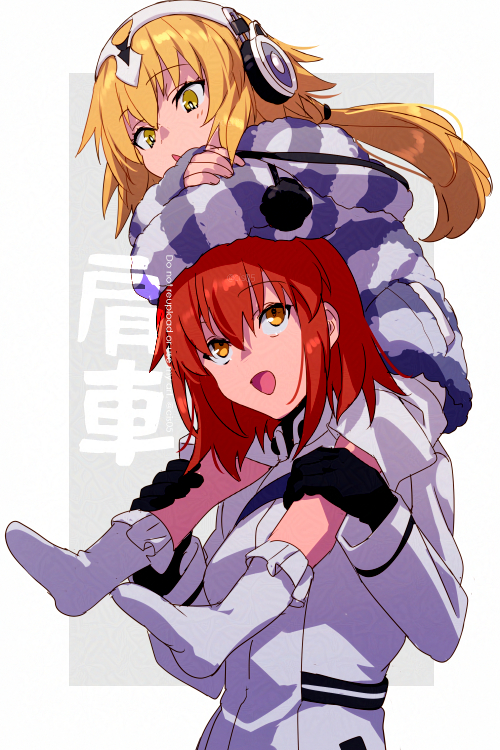 fujimaru ritsuka, jeanne d'arc, and metatron jeanne (fate and 1 more) drawn by echo_(circa)