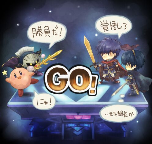 kirby, ike, meta knight, and marth (fire emblem and 4 more) drawn by sui_(petit_comet)