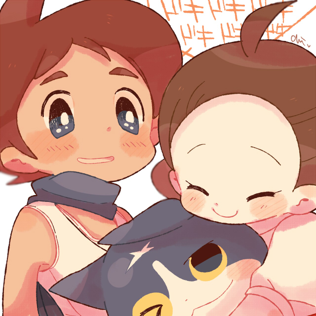 fuyunyan, keizou, and amano yukiko (youkai watch and 1 more) drawn by chiyoko_(oman1229)