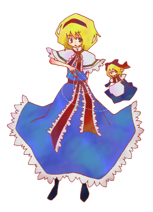 alice margatroid and shanghai doll (touhou) drawn by 24nora