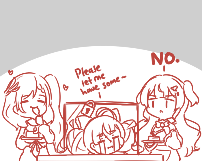kureiji ollie, pavolia reine, and anya melfissa (hololive and 1 more) drawn by rutorifuki
