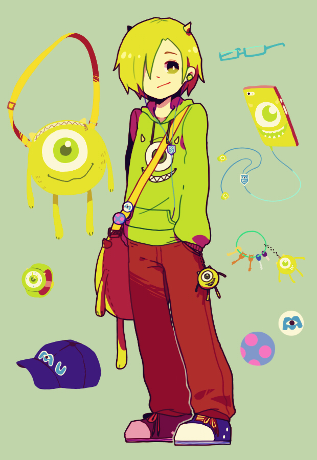 mike wazowski (monsters inc. and 1 more) drawn by mino_(mino_cat)