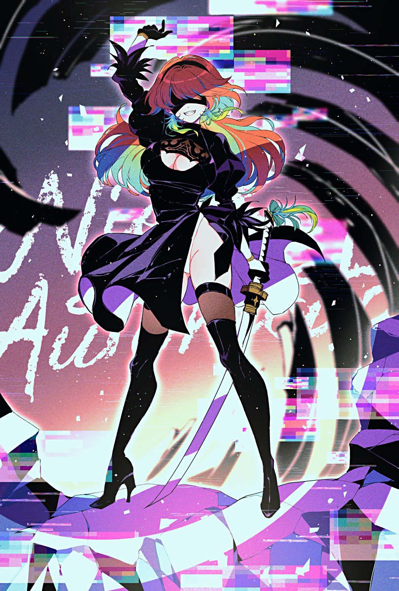 2b and takanashi kiara (hololive and 3 more) drawn by mamaloni