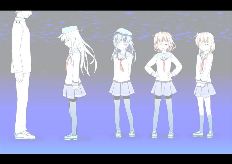 admiral, hibiki, inazuma, ikazuchi, and akatsuki (kantai collection) drawn by sumeragi_seisuke