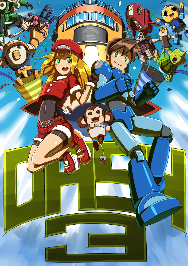 tron bonne, roll caskett, servbot, mega man volnutt, data, and 5 more (mega man and 2 more) drawn by rog_rockbe