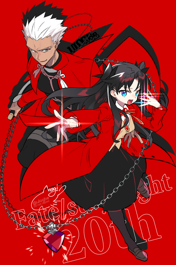 tohsaka rin and archer (fate and 1 more) drawn by negi_(ulog'be)