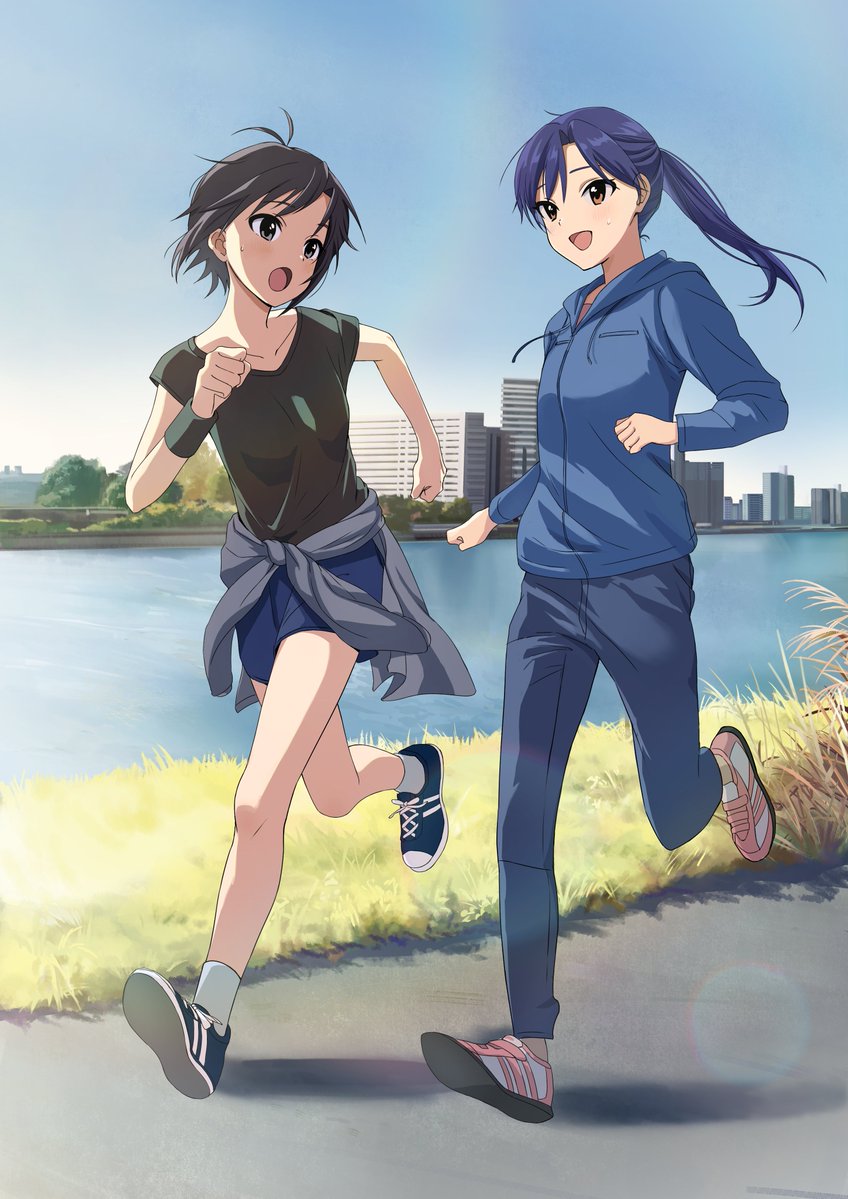 kisaragi chihaya and kikuchi makoto (idolmaster and 2 more) drawn by ryuuboku_(stapler2355)