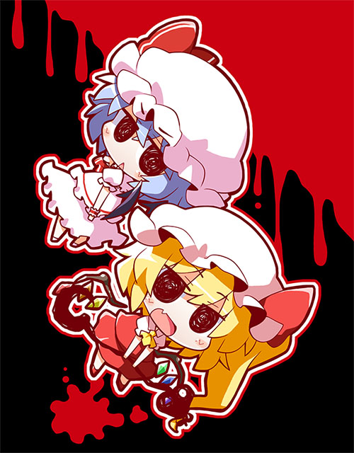 remilia scarlet and flandre scarlet (touhou) drawn by akaneya