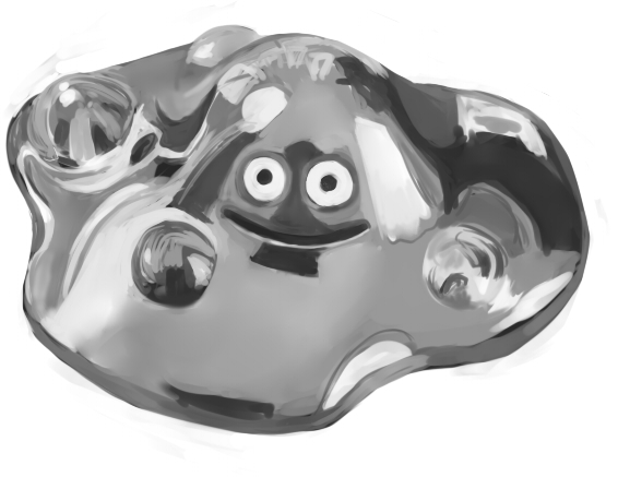 liquid metal slime (dragon quest) drawn by taka_(takahirokun)