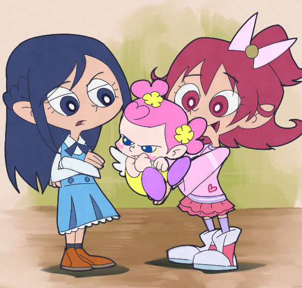 hishikawa rikka, aida mana, and ai-chan (precure and 1 more) drawn by masaru-san