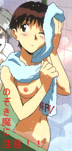 ikari shinji, nagisa kaworu, and shin-chan (neon genesis evangelion)