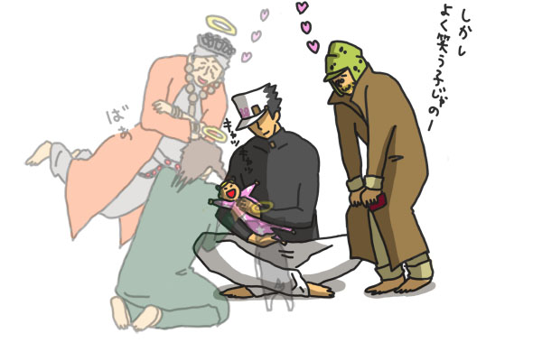 joseph joestar, kujo jotaro, kujo jolyne, kakyoin noriaki, mohammed avdol, and 1 more (jojo no kimyou na bouken and 3 more) drawn by imoichi
