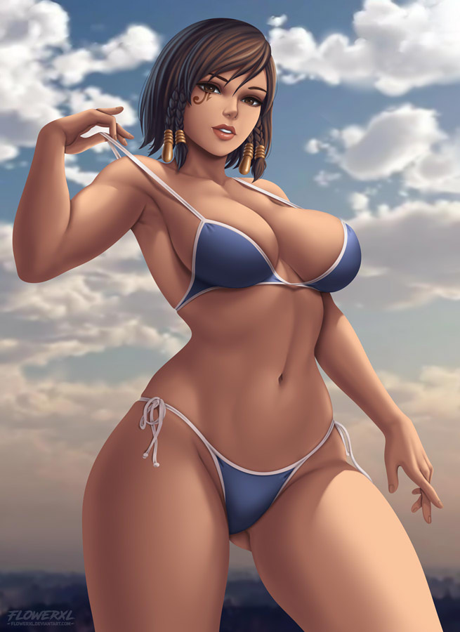 pharah (overwatch and 1 more) drawn by flowerxl