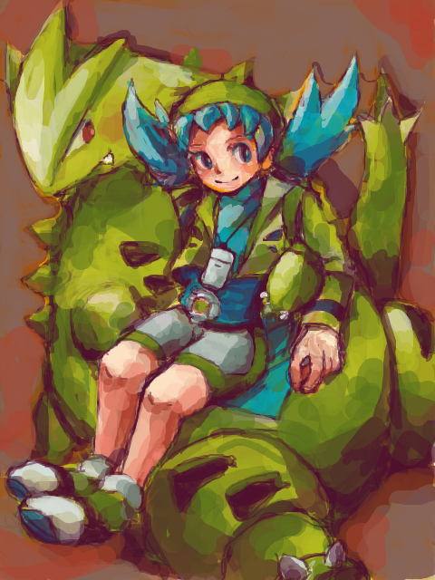 kris and tyranitar (pokemon and 1 more) drawn by urouro
