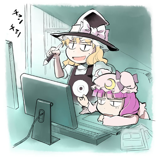 kirisame marisa and patchouli knowledge (touhou and 1 more) drawn by takahata_yuki