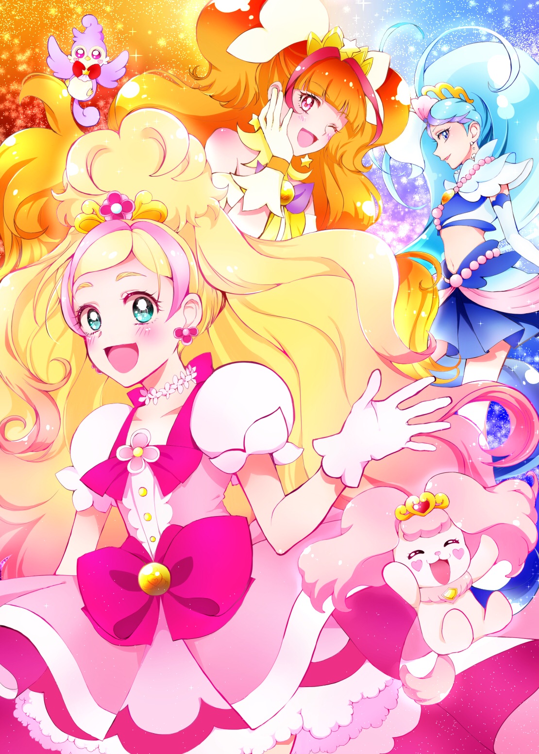 Amanogawa Kirara Haruno Haruka Kaidou Minami Cure Twinkle Cure Flora And 3 More Precure And 1 More Drawn By Mikan Mikataaaa Danbooru