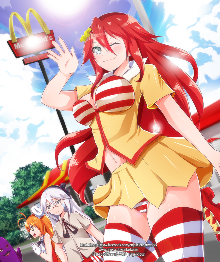 ronald mcdonald, colonel sanders, grimace, and jollibee (mcdonald's and 2 more) drawn by enjelicious