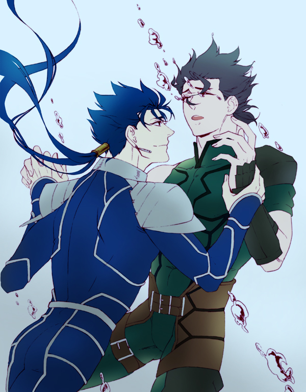 miki sayaka, sakura kyoko, cu chulainn, and diarmuid ua duibhne (fate and 3 more) drawn by sokonashi_numa