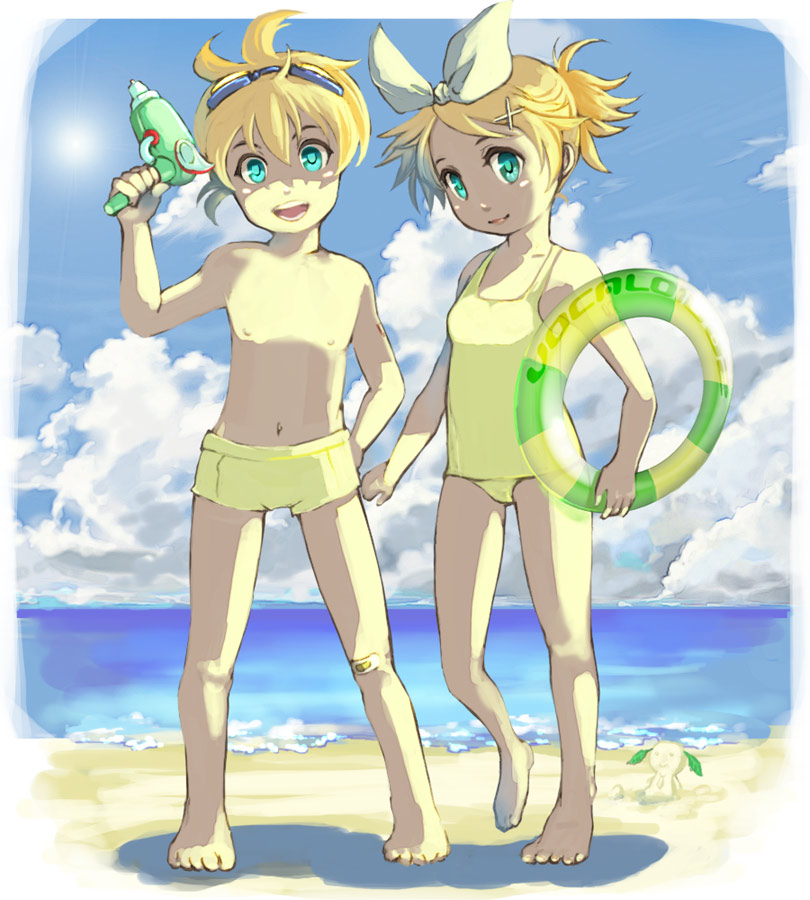 kagamine rin and kagamine len (vocaloid) drawn by miso_katsu