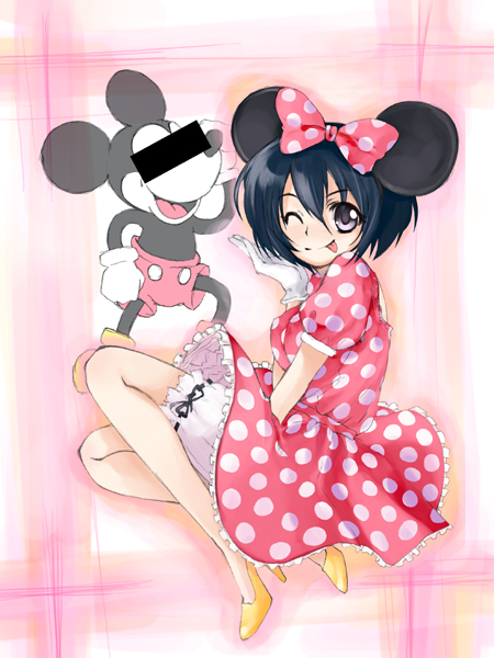 mickey mouse and minnie mouse (original and 1 more) drawn by hakui_ami