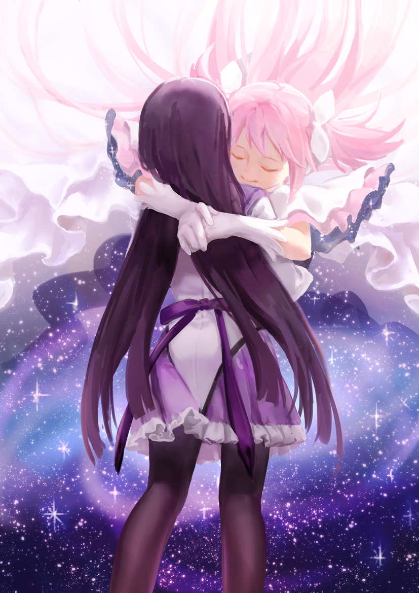 akemi homura, kaname madoka, and ultimate madoka (mahou shoujo madoka magica) drawn by y_in