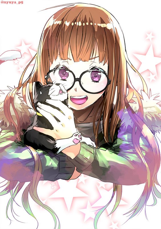 sakura futaba and morgana (persona and 1 more) drawn by yu@genkoochu_(5tsukino)