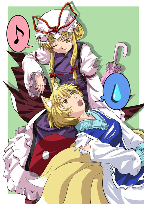 yakumo yukari and yakumo ran (touhou) drawn by haniwa_(leaf_garden)