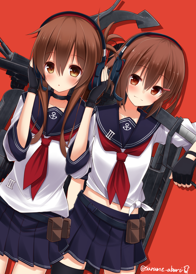 inazuma and ikazuchi (kantai collection) drawn by surume_aburi