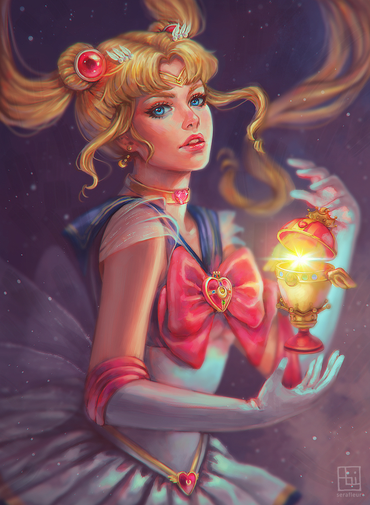 tsukino usagi, sailor moon, and super sailor moon (bishoujo senshi sailor moon and 1 more) drawn by serafleur