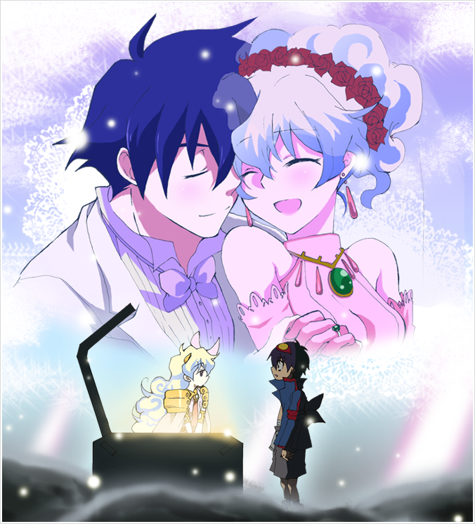 nia teppelin and simon (tengen toppa gurren lagann) drawn by hazuki_(pacco)