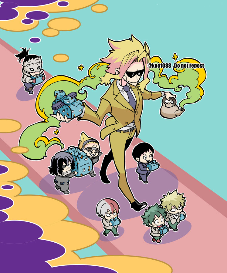 midoriya izuku, bakugou katsuki, todoroki shoto, aizawa shota, yagi toshinori, and 2 more (boku no hero academia) drawn by koo1088