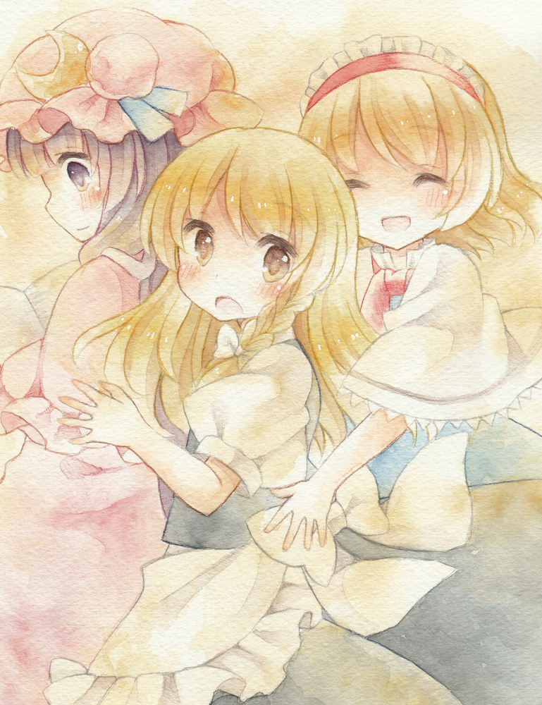 kirisame marisa, alice margatroid, and patchouli knowledge (touhou) drawn by kagome_f