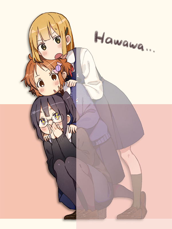 tokiwa midori, asagiri shiori, and makino kanna (tamako market) drawn by momose_(oqo)