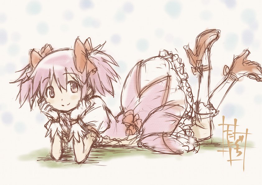 kaname madoka (mahou shoujo madoka magica) drawn by taniguchi_jun'ichirou