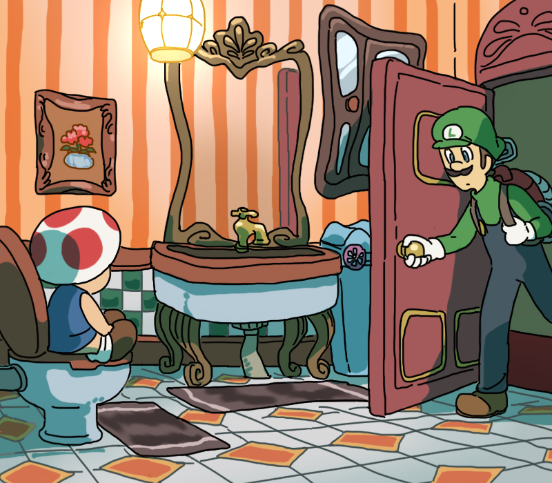 luigi, toad, and red toad (mario and 1 more) drawn by akurira